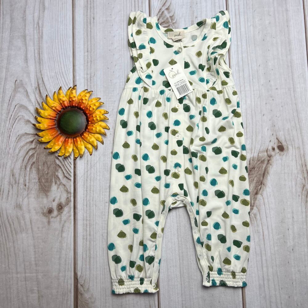 peek modal toddler girls ruffle romper 6-12M